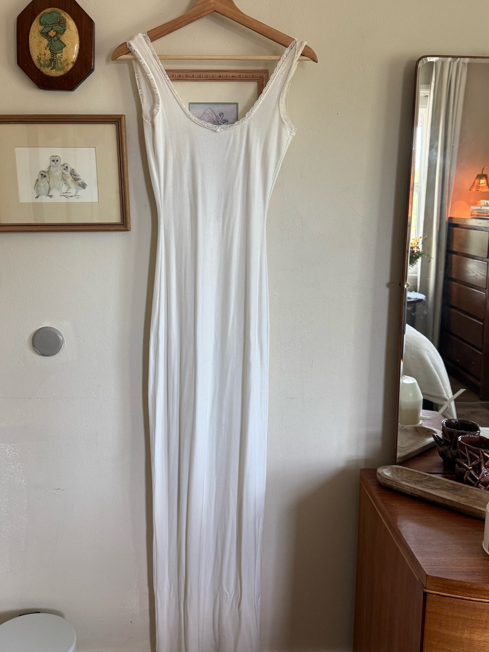 SKIMS White Cotton Backless Maxi Dress